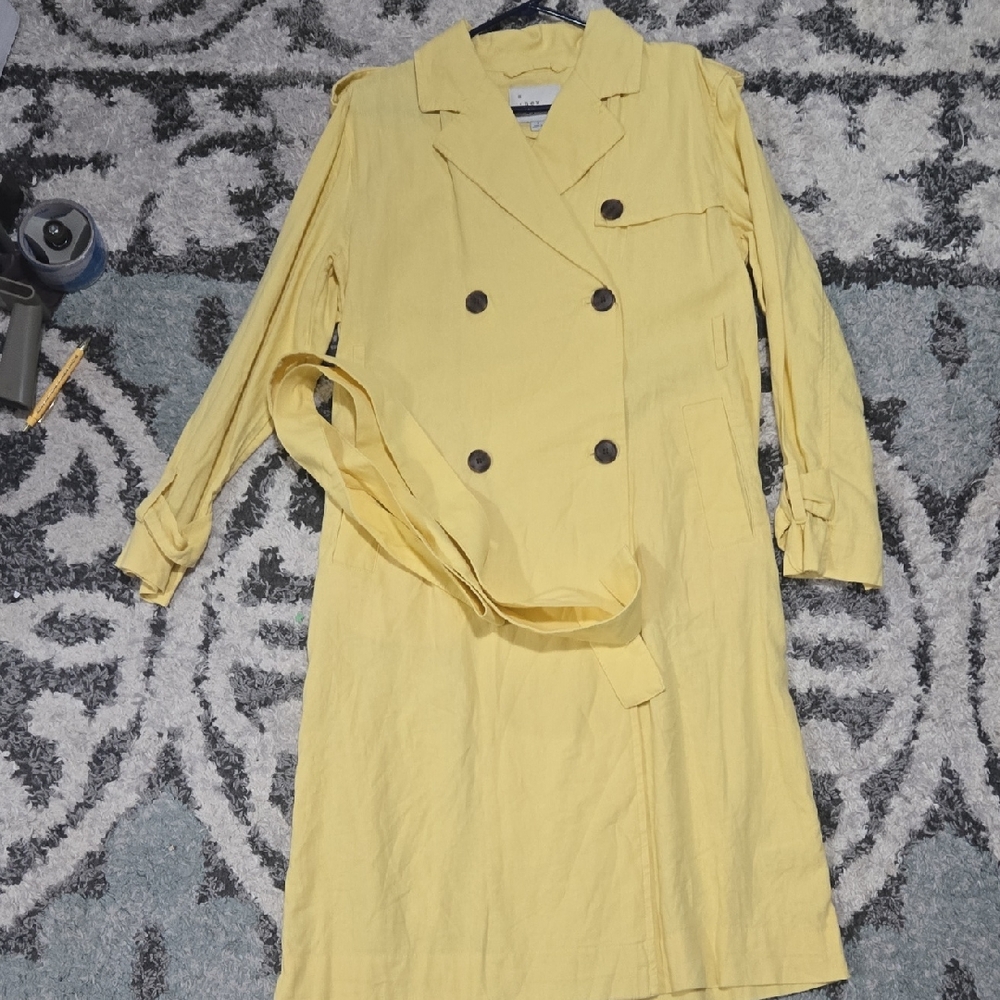 Yellow Double-Breasted Trench Coat